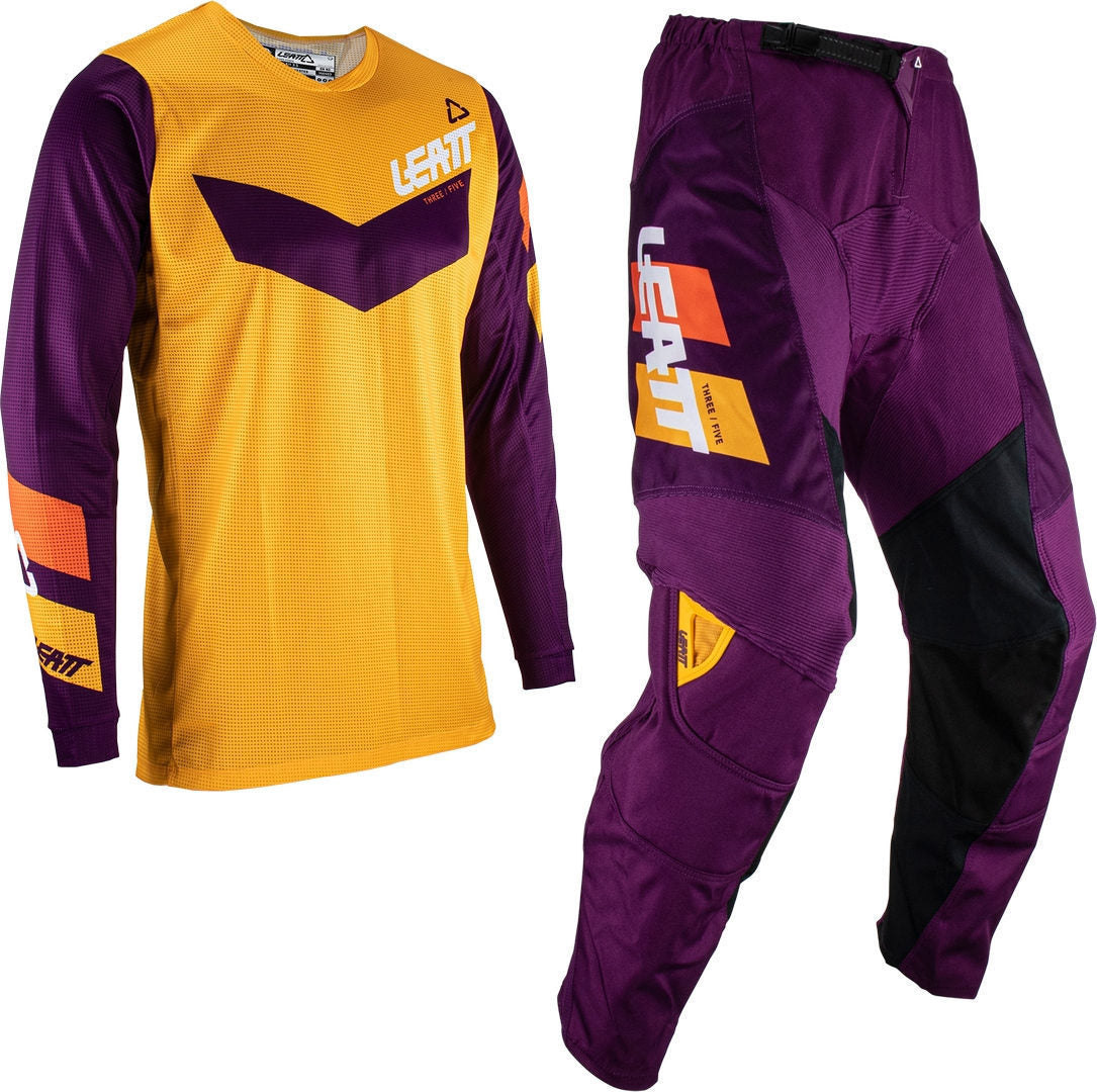 LEATT 骑行裤 3.5 Ride Youth Motocross Jersey and Pants Set Orange/Purple